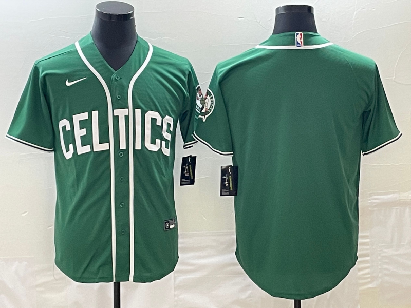 Men's Boston Celtics Blank Green Stitched Baseball Jersey Men's Boston Celtics Blank Green Stitched Baseball Jersey